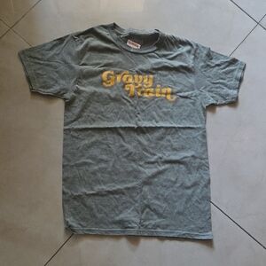 Tipsy Elves Gray Short Sleeve Tee with Yellow 'Gravy Train' Logo